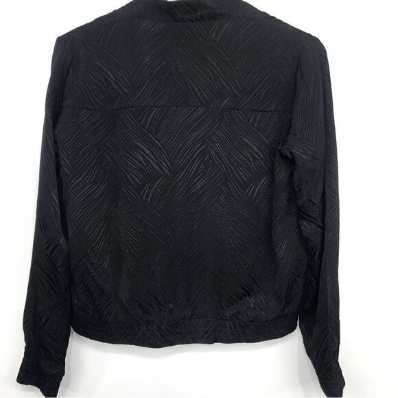 H&M Black Silky Textured Linear Print Bomber Jacket - Picture 9 of 16